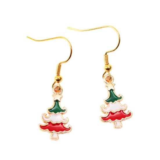 1 Pair Dangle Earrings Christmas Tree Snowman Dripping Oil Santa Claus Earrings Jewelry Accessory