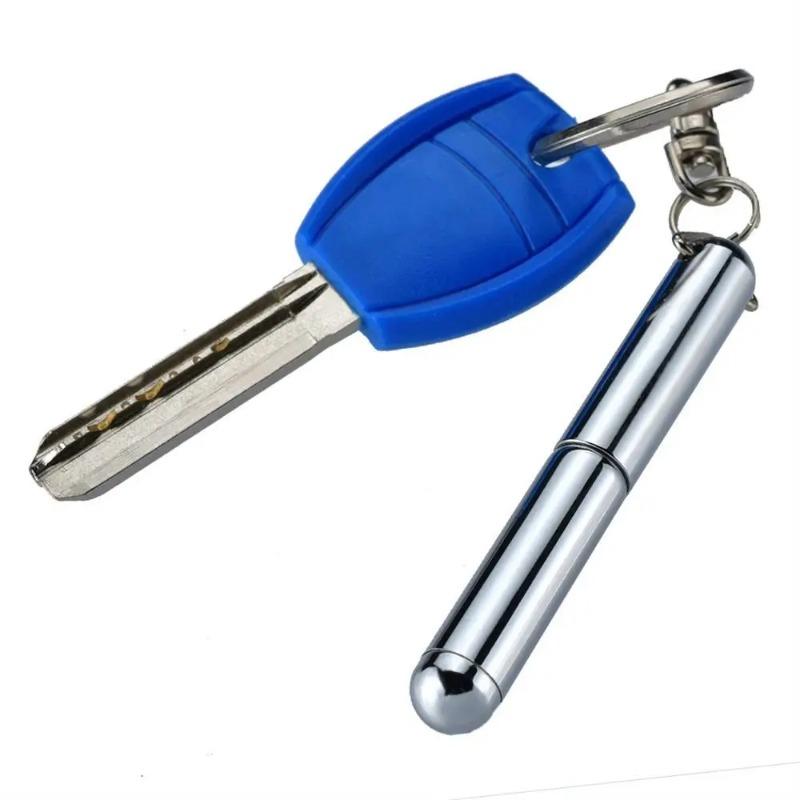 Edelstahl Teleskop-Werkzeug Stift Multifunktionaler Metall Schlüsselanhänger Kugelschreiber Zeichen Silber Stift Form Schlüsselanhänger