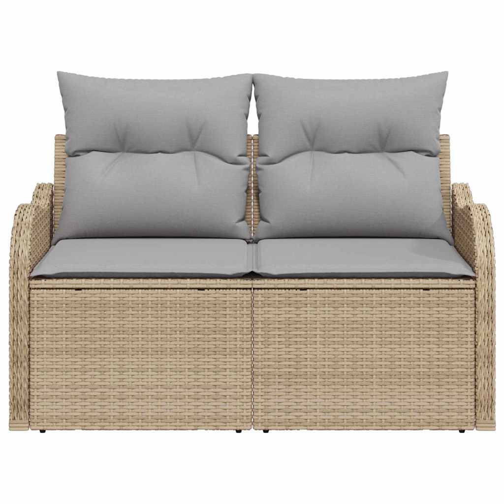 Garden Sofa with Cushions Beige 121 X 62 X 69 Cm Poly Rattan