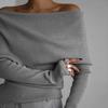 Spring Autumn Women's Sexy Off-shoulder Knitted Sweater Slim Stretch Long-sleeved Pullover Knitted Sweater