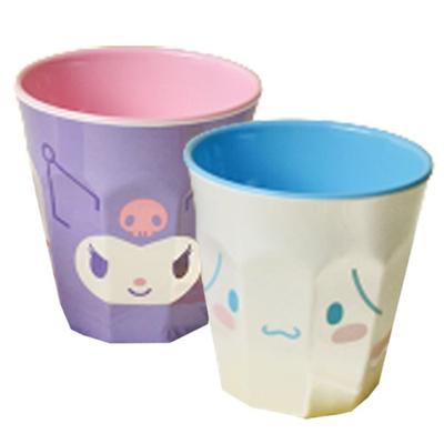 BoFriends Sanrio Characters Two-tone Color Melamine Cup 2-piece Set, Kuromi, Cinnamoroll, 1 Set