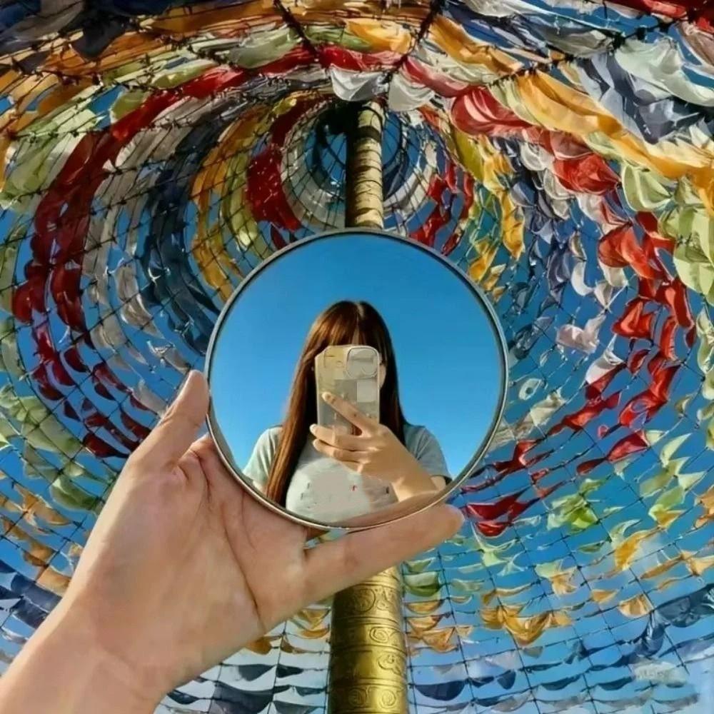 Convex Reflection Handheld Photography Mirror Round Shape Round Convex Mirror  Vlogging Accessory