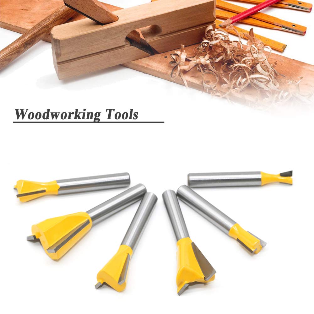 6PCS Dovetail Router Bit Set Woodworking Milling Cutter Carving Tool Wood Router Bits Kit