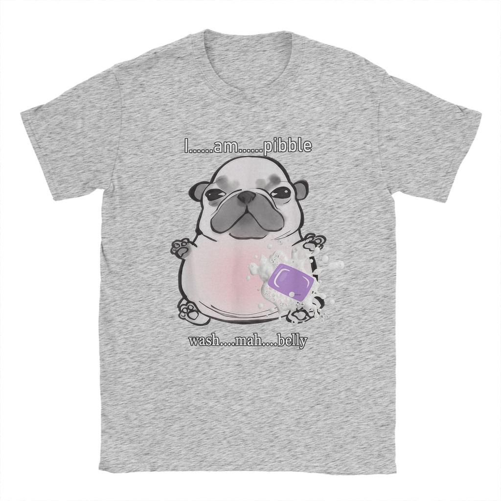 Men's I Am Pibble Wash My Belly Pibble Meme T Shirts Funny Dog Brainrot Cotton Clothes Funny Round Neck Tee Plus Size T-Shirts