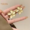 1 Pair Women Earrings 3D Flower Shape Retro Matt Golden Plate Solid Color Floral Stud Earrings Prom Dating Party Ear Jewelry
