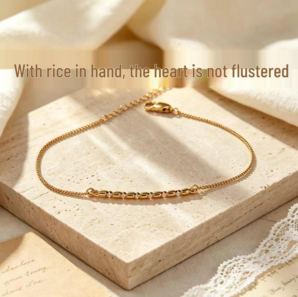 Seven Grains Women's Bracelet: Light Luxury, Diamond Inlaid, Fortune-Attracting, Gold-Toned, Unique Design, Radiant Seven Stars