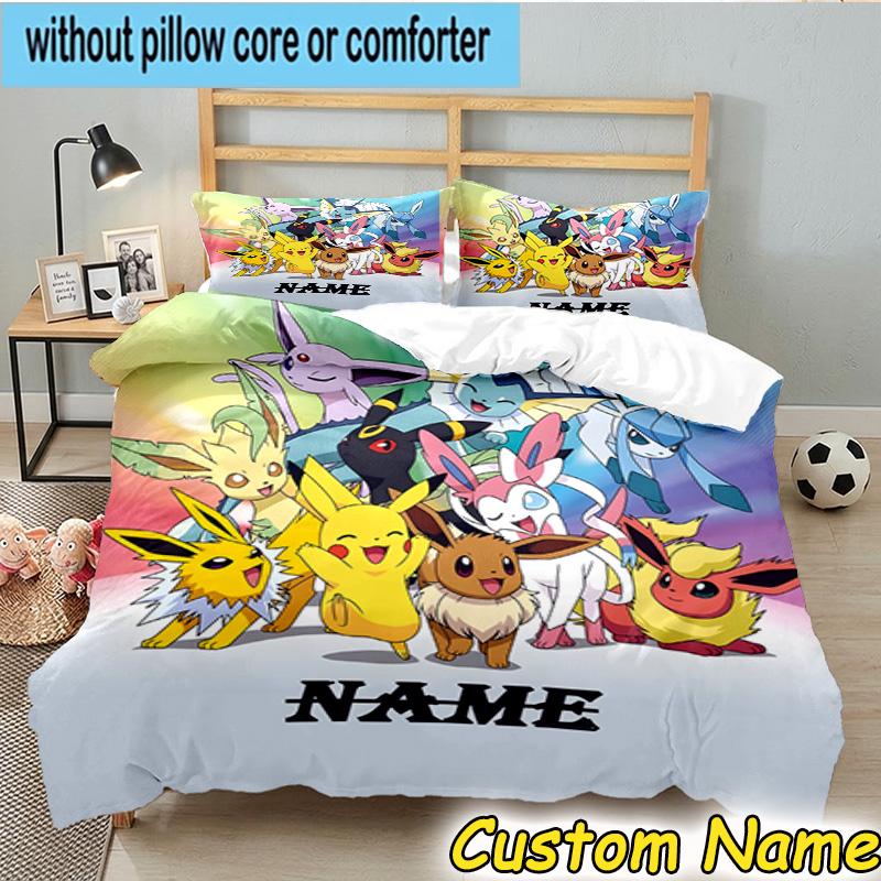 3PCS Custom Name Pika Bedding Set, Bedding Set Including 1pc Duvet Cover And 2pcs Pillowcases for Bedroom,Dormitory Gift