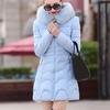 Women Hooded Outwear Warm Coat Long Thick Furry Collar Cotton Slim Jacket
