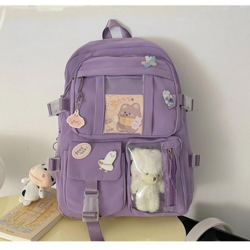 Middle School Student Backpack For Girls Cute Bear Plush Toy Backpack Large Capacity Sweet Student Schoolbag