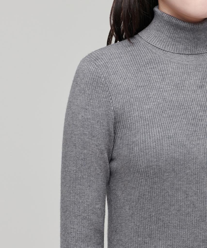 MUSINSA STANDARD WOMAN Women'S Ribbed Slim Turtleneck Knit [Medium Grey]