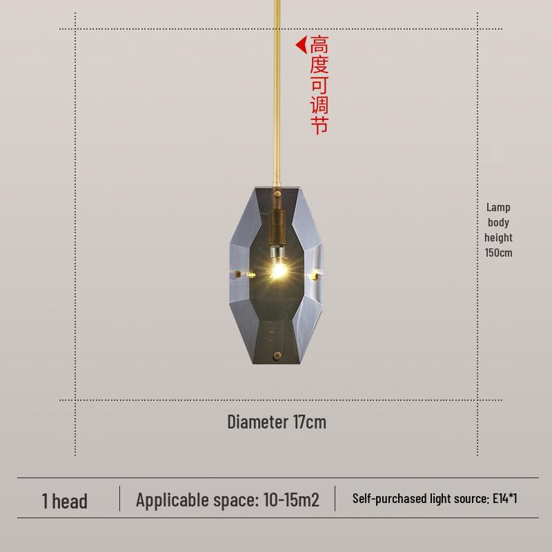 

All-Copper Retro Luxury Crystal Bedside Pendant Light for Hotel and Bedroom