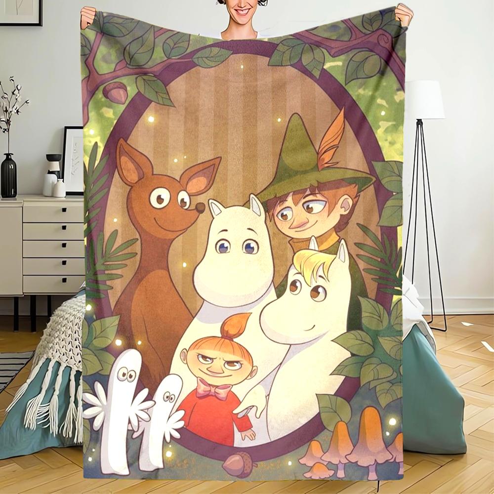 Moomin Temalı Baskılı Battaniye - Kanepe, Yatak, Seyahat ve Dış Mekan Kullanımı İçin Mükemmel | Makinede Yıkanabilir, Rahat ve Dayanıklı.