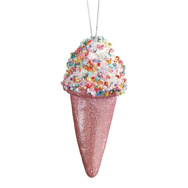 Sequins Ice Cream Pendant Christmas Hanging Ornament for Christmas Tree Wreath Tiered Tray Window Wrapping Decoration
