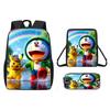 Pattern Backpack Pikachu Shoulder Bag Pencil Case Three Piece Set