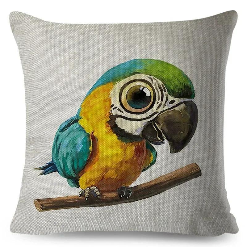 Cute Cartoon Animal Pillowcase Watercolor Animal Cushion Cover Living Room Bedroom Sofa Linen Decorative Pillowcase