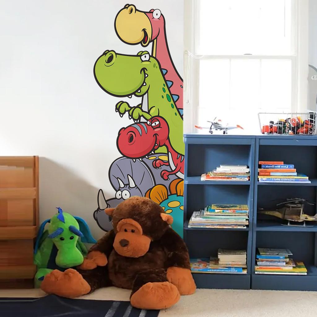 Cartoon Dinosaur Wall Stickers for Children's Room Bedroom Wall Decoration, Cute Self-adhesive Wall Stickers