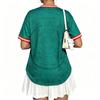 Women's V Neck Short Sleeve Mexico Soccer Jersey Top Lightweight Breathable Athletic Shirt with Printed Design and Relaxed Fit