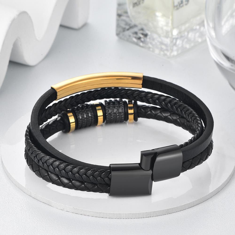 Braided Leather Men Bracelet Magnetic Clasp Trendy Hand Chain Fashion Jewelry