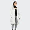 adidas Solid Color Logo Print Pattern Concealed Zipper Hooded Mid-Length Down Jacket Unisex Jacket White HN2128