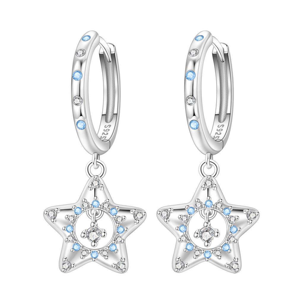 Orstarry S925 Silver Octagonal Tassel Earrings Women Hoop Jewelry Birthday Party Gifts