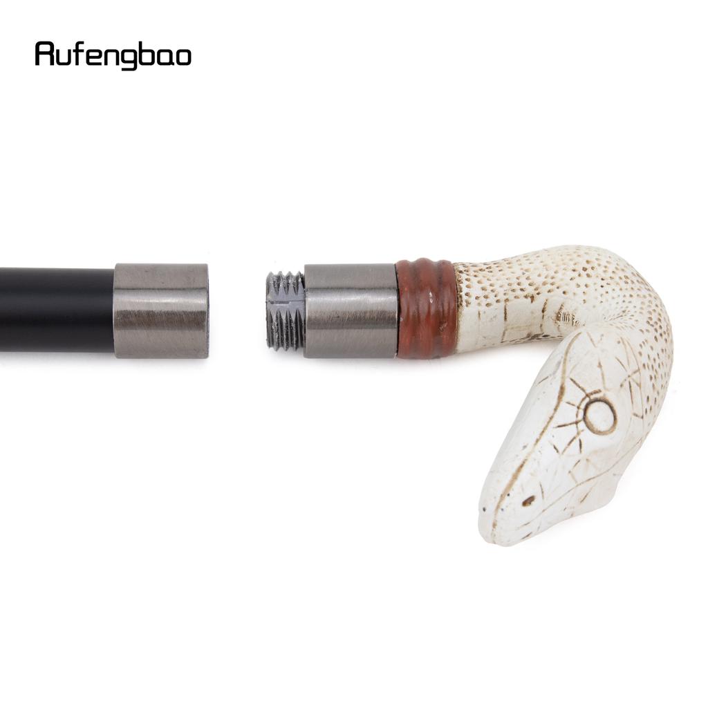 White Resin Snake Cobra Python Head Walking Cane Fashion Decorative Steel Stick Gentleman Elegant Cosplay Cane Knob Crosier 93cm
