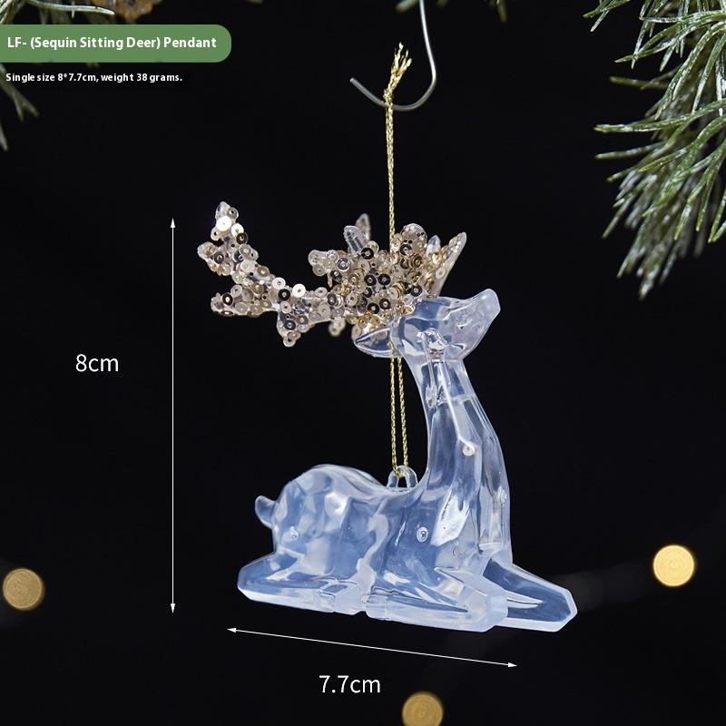 1Pcs Christmas Tree Scene Decoration Christmas Practical Sequin Acrylic Solid Color Pendant Transparent Snowflake Pendant