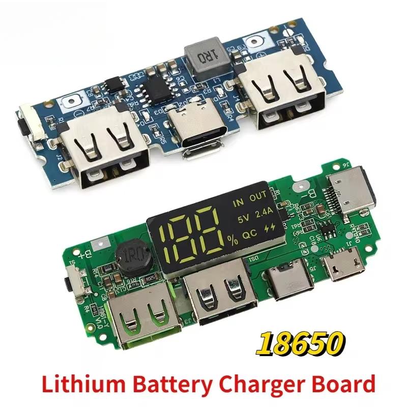 Placă de încărcare cu baterie litiu cu LED, Dual USB 5V 2.4A, Micro/Type-C, USB, Power Bank mobil, protecție circuit, modul de încărcare 18650