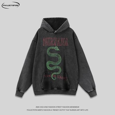 Oversized Cotton Hoodie Men Women Streetwear Loose Fit Vintage Washed Long Sleeve Graphic Sweatshirt Fall