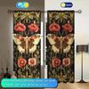 Set Of 2 Butterfly Floral Pattern Curtains American Retro Style Sunshade Privacy Protecting Pole Curtain Polyester