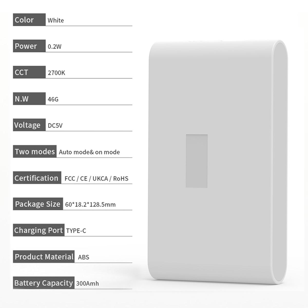 

Датчик движения светодиодный ночник беспроводной магнитный 2700k 0.2w Type-c зарядка Abs 300amh настенный умный светильник для спальни коридор прикроватный