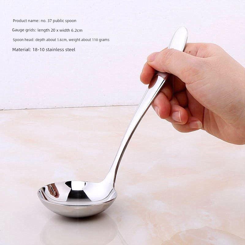 Household Soup Spoon 304J Stainless Steel Spoon Large Head Deepened Soup Spoon Dining Spoon Kitchen Soup Spoon Noodle Spoon