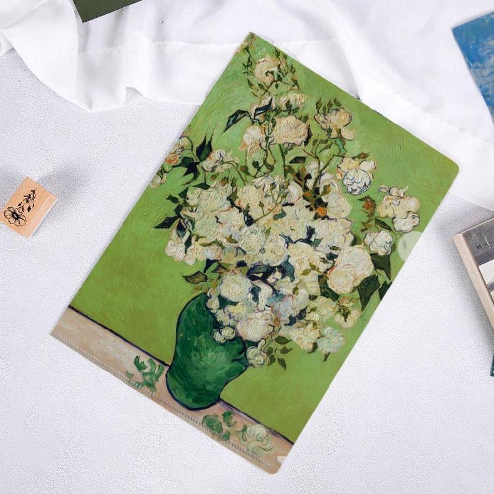 Presentation Folder L Shaped Folder Funny Famous Painting Series Documents Paper Organizer Storage Bag A4 File Folder Desktop