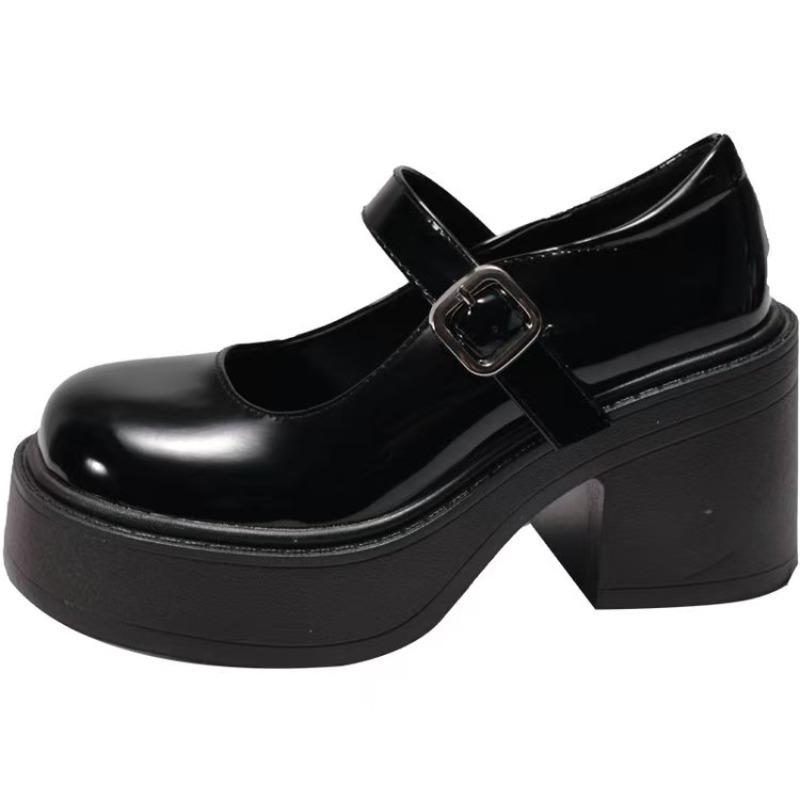 High Heels Women Loafers Shoes Buckle Chunky Shallow Shoes Designer Classical Elegant Pumps Dress Party Zapatillas Mujer