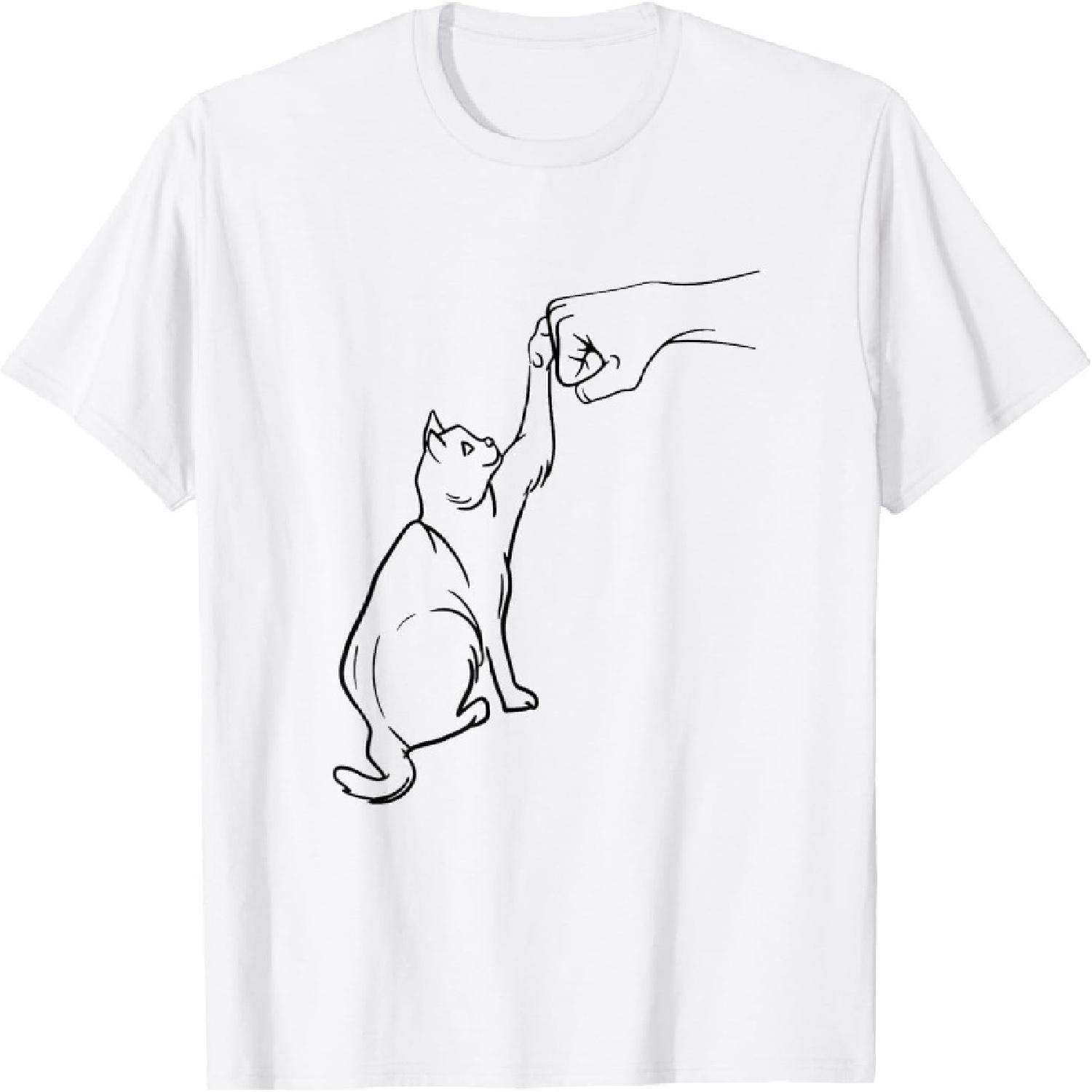 DZMRNHYO Funny Cat Best Friend Fist Bump Cat Lover T-Shirt XXXXXL белый