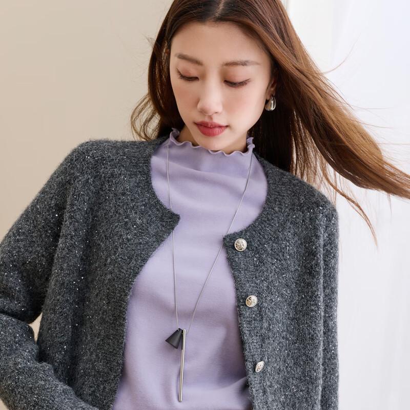 

Sancai Женская футболка больших размеров 2025 Зима Кружево Полувысокий воротник Длинный рукав Бархатистая на ощупь 2XL