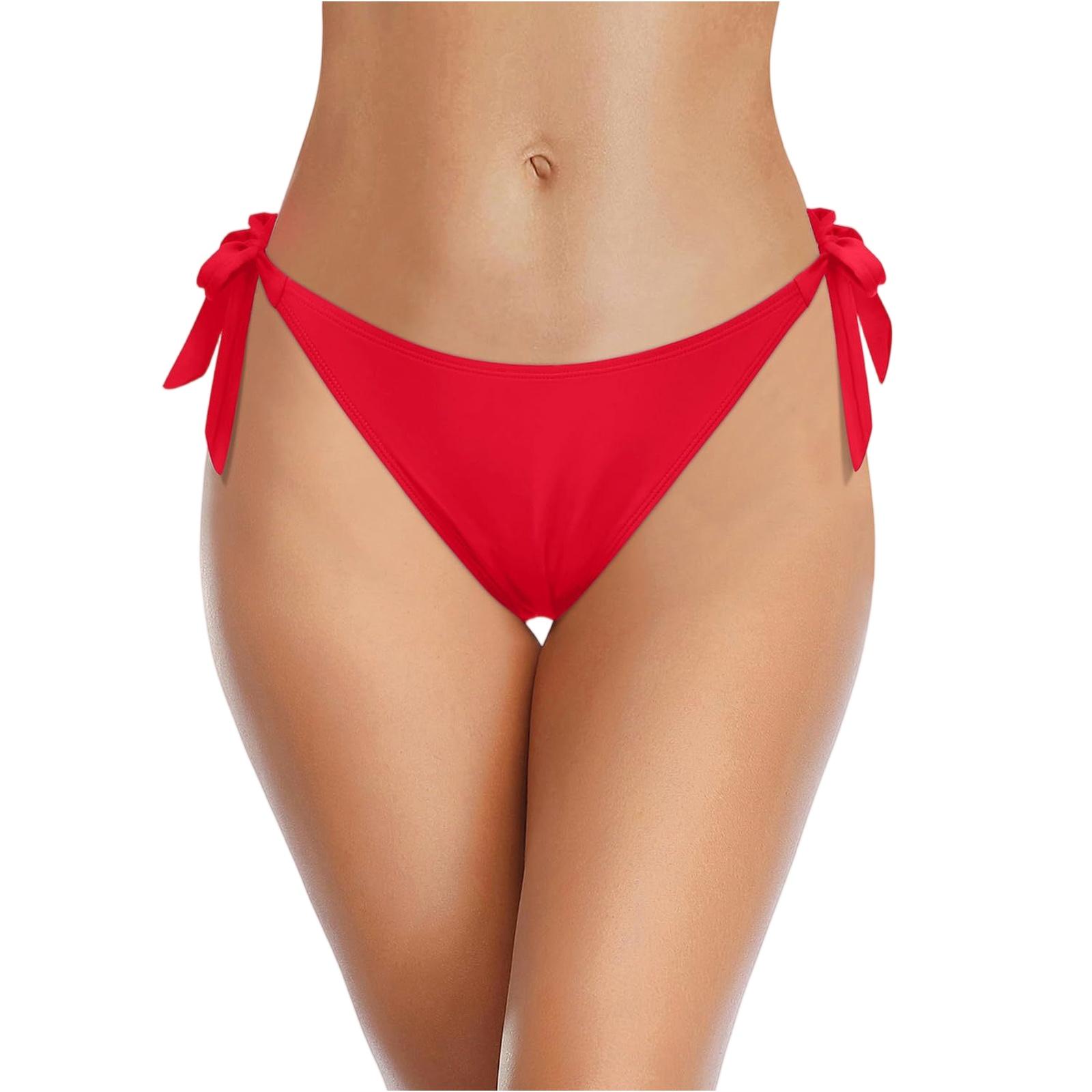 

Женские трусики-бикини со средней посадкой и боковыми завязками XL красный