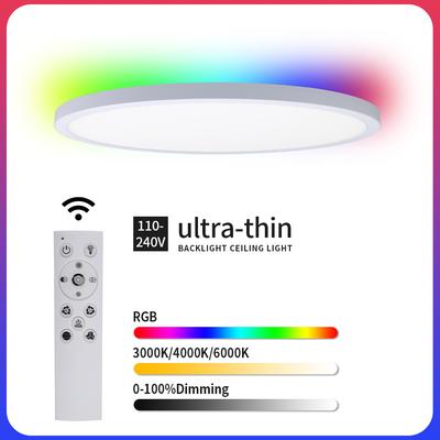 Luz de Teto LED Iluminação Dupla Face com Controle Remoto Dimmable RGB Backlight para Quarto Cozinha Sala de Estar Festa 85-265V
