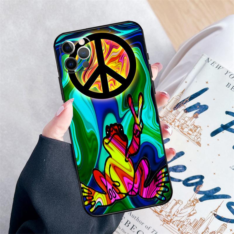 Psychedelic Art Peace Phone Case For iPhone 14 15 16 Pro Max 12 13 Mini 11 Pro Max XR 15 16 Plus 16e Cover Coque
