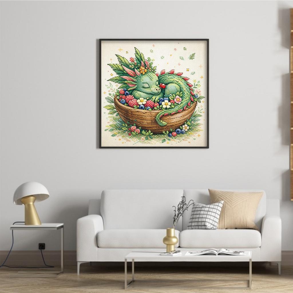 Dragon Full 14CT DIY Stamped Cross Stitch Kits for Beginners Adults Home Wall Decor Embroidery Needlepoint Starter Kits 40x40cm