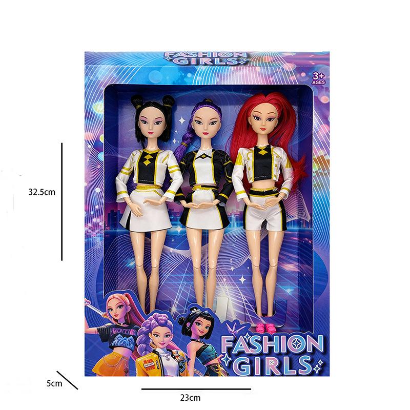 Κούκλα Προσομοιωτή Demon Hunter Girl K-POP, Συλλογή Θεματικών Παιχνιδιών 3 Τεμαχίων, Φιγούρα Βινυλίου PVC 32,5 εκ.