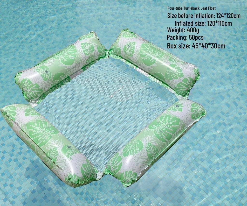 Inflatable Mesh Lounge Chair: Four-Tube Floating Hammock with Striped Foldable Design for Water Recreation