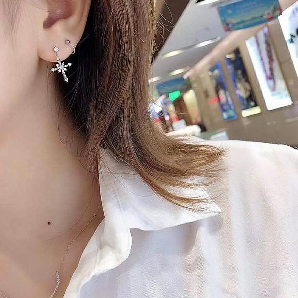 BELLA BOX Orecchini Pendenti a Croce in Zircone per Donna Accessori Moda per Orecchie Matrimonio Festa Indossare Quotidiano Gioielli di Lusso Versatili