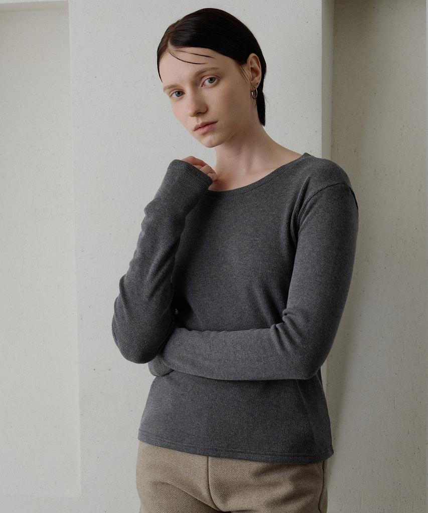 Bye Bye Seop Round Knit T-Shirt Charcoal [T54]