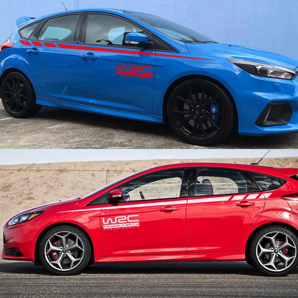 2 Stück Auto Seitenschweller Aufkleber Stilvolle Grafiken Auto DIY Styling Vinyl Aufkleber Auto Tuning Zubehör Für Ford Focus 2 3 MK2 MK3