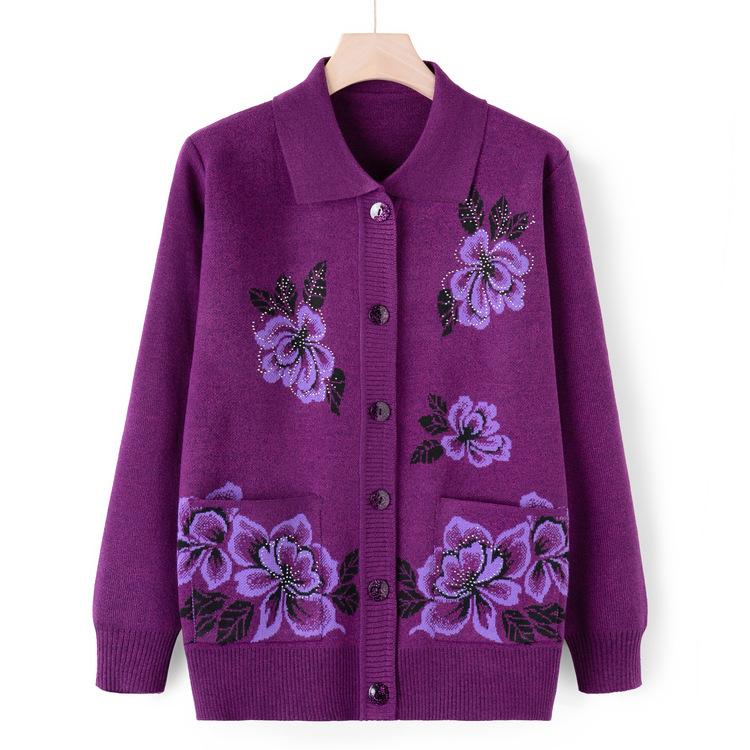 Babička Nosit Svetr Kardigan Středního věku a Starší Pletený Svetr Podzimní Bunda Dámská Starší Matka Nosit Podzimní Top Tenký