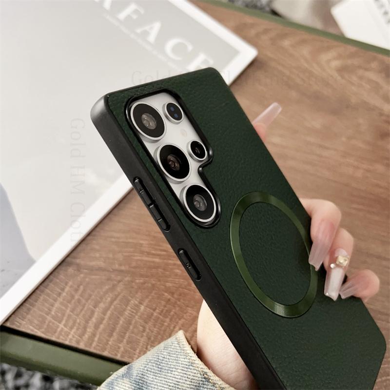 Pokrowiec z funkcją ładowania bezprzewodowego Skórzane etui na telefon Do Samsung Galaxy S25 Edge S24 Ultra S22 S23 Plus A16 A26 A36 A56 5G Fundas Miękki zderzak TPU Pokrowiec na telefon