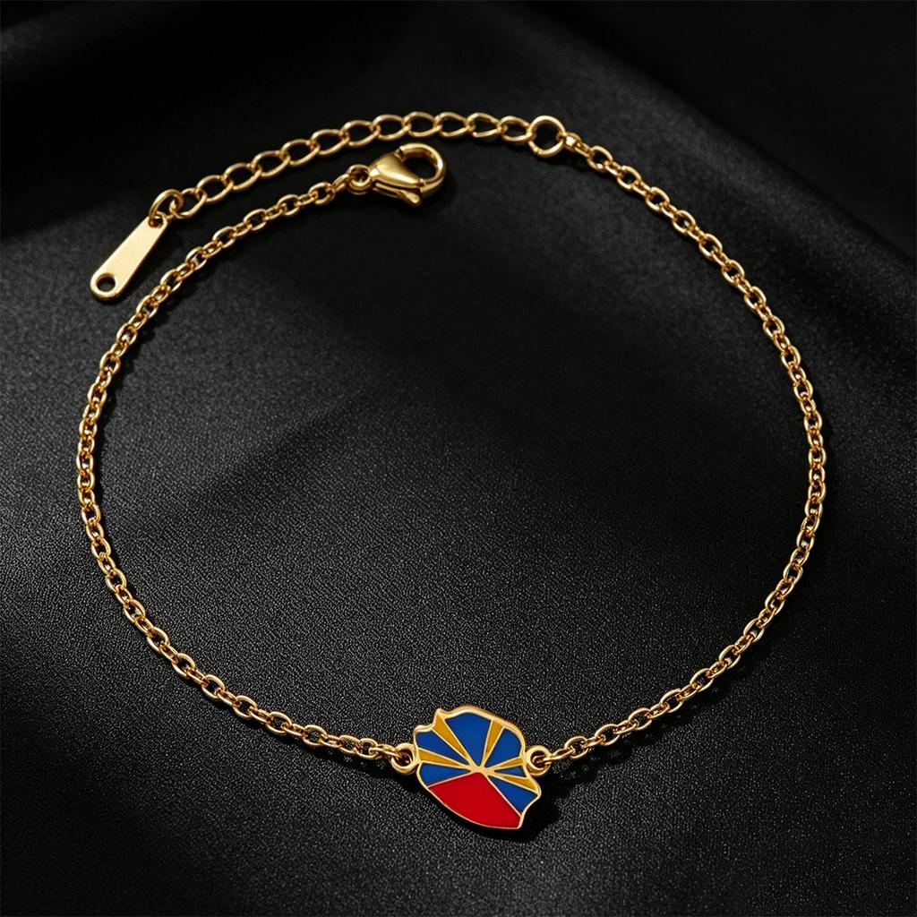 Reunion Guadeloupe Martinique French Guiana Enamel Dainty Chain Bracelet 304 Stainless Steel Patriotic Souvenir Wrist Jewelry