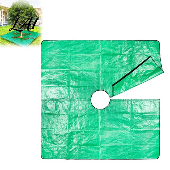 Durable PE Leaf Gathering Mat Landscape Tarp for Trimming Garden Pruning with Hole & 4 Heavy Duty Yard Cleanup Corner Buckles Shrub Trimmings