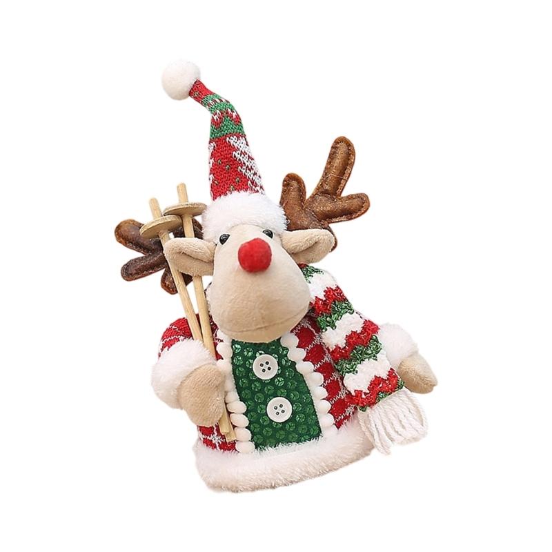  Christmas Themed Standing Plush Snowman Santa Deer Figure Table Shelf Decors