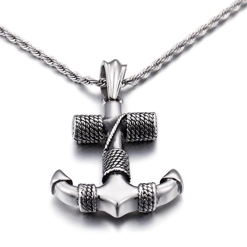 Hot Selling Fashion Navy Vintage Ship Anchor Pendant Necklace Accessories Mens Necklace In Europe and America